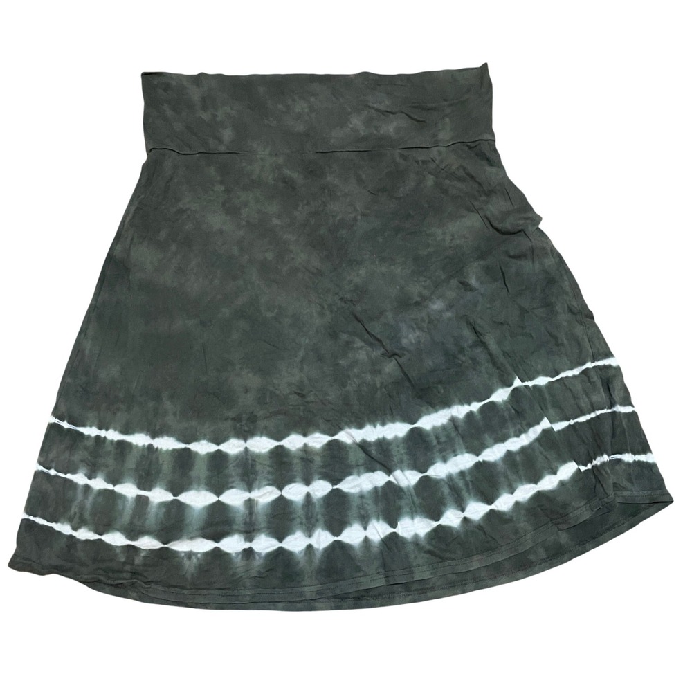 Aventura Eco Women XXL Gray Tie Dye Organic Cotton Modal Midi Skirt Boho Casual